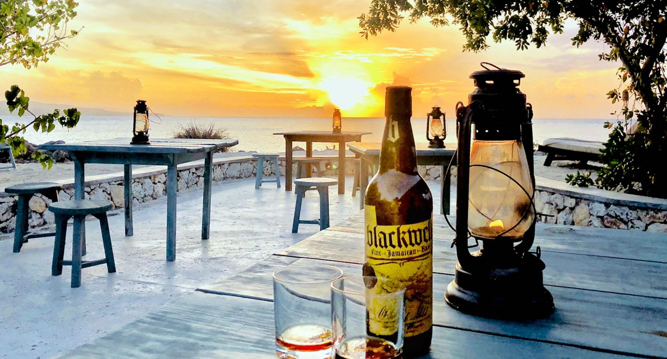 Blackwell Rum on the GoldenEye patio. Courtesy Blackwell Rum.