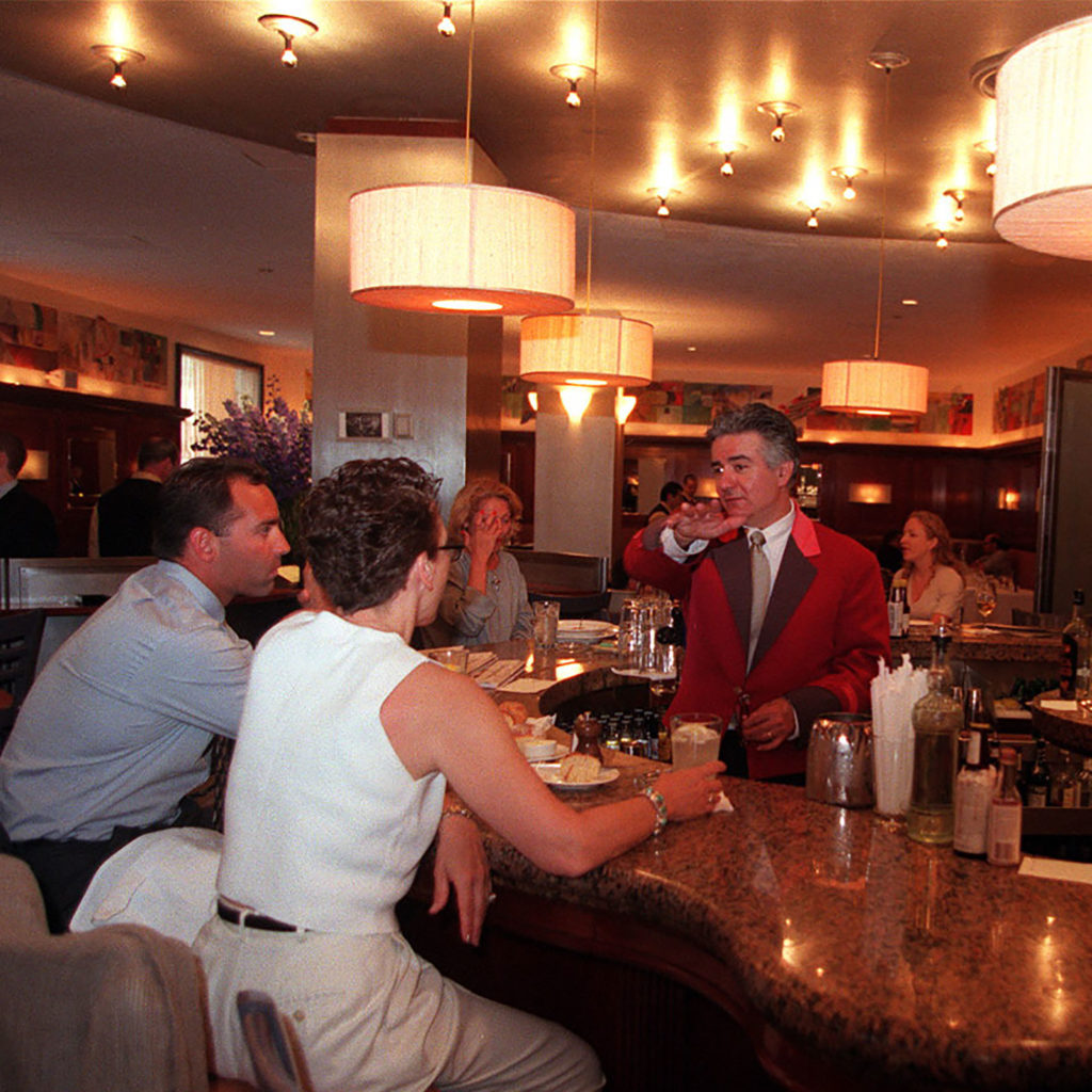 Dale DeGroff behind the bar at Blackbird, 1999. Photo by Andrea Mohin/The New York Times/Redux.