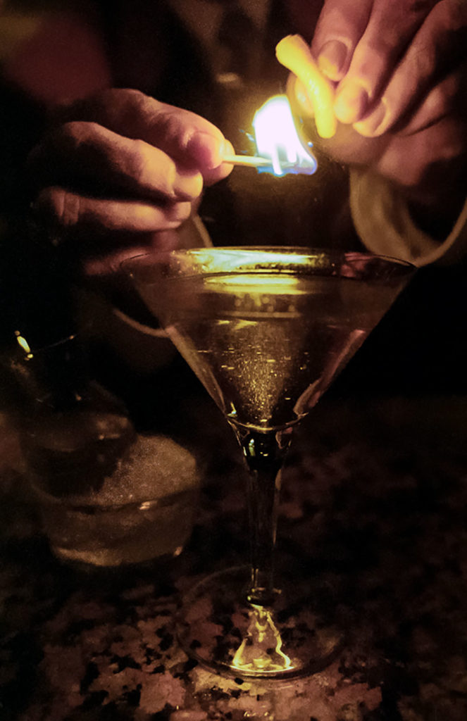 DeGroff lights another Flame of Love at Blackbird. Photo by Barbara Alper.