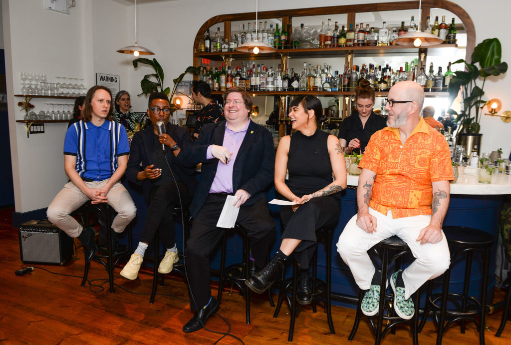 We had fun. The panel, l. to r.: Garret Richard, Shannon Mustipher, Ben Schaffer, Natasha Bermudez, "Tiki" Adam Kolesar. Photo by Winston Rodney.