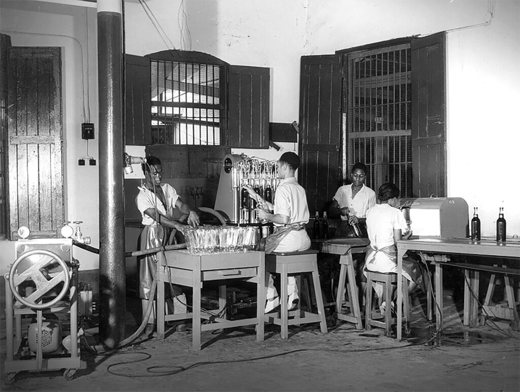 Bottling at first Angostura facility, George Street, Port of Spain, Trinidad, undated. Courtesy Angostura Ltd.