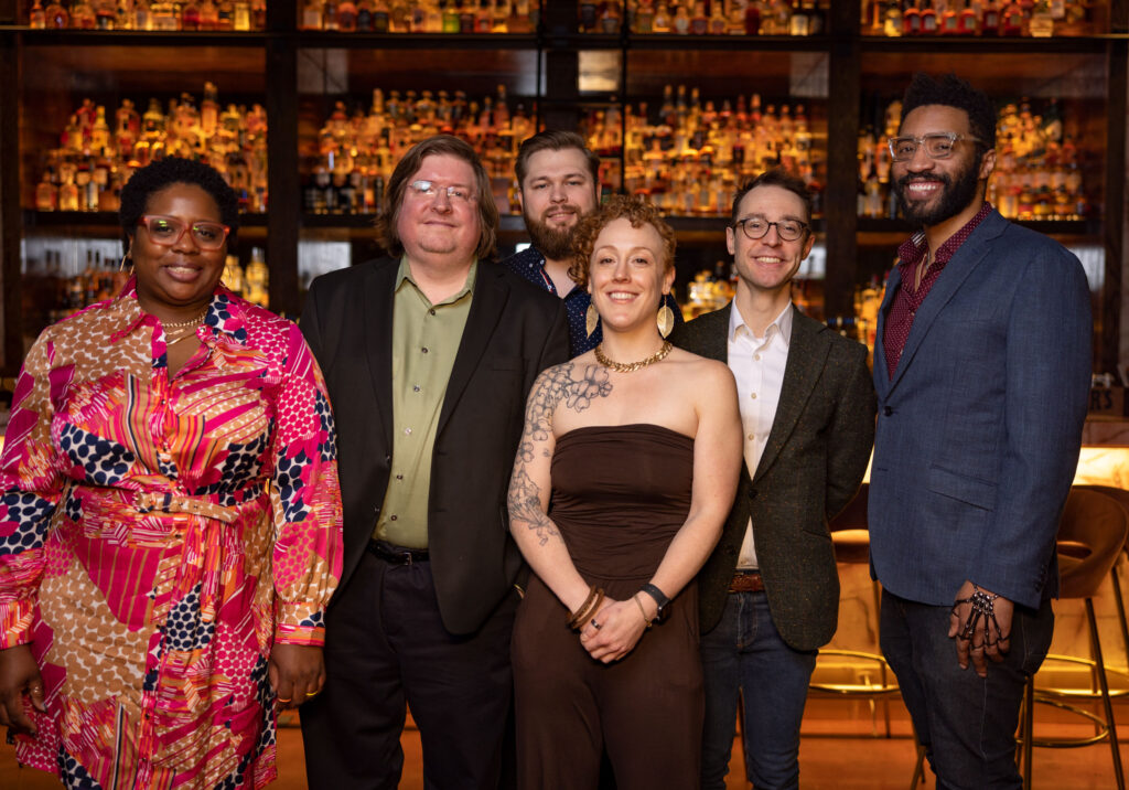 The panel, l. to r.: Ariel E. Neal, Ben Schaffer, PJ Wagner, Katie Vota, Dan Smith, Nigal Vann. Photo by Joe Reyes.